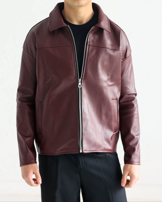burgundy leather jacket