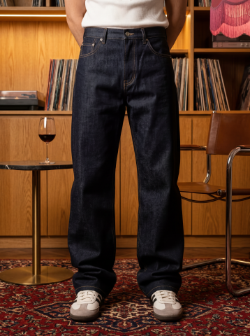 Raw denim jeans