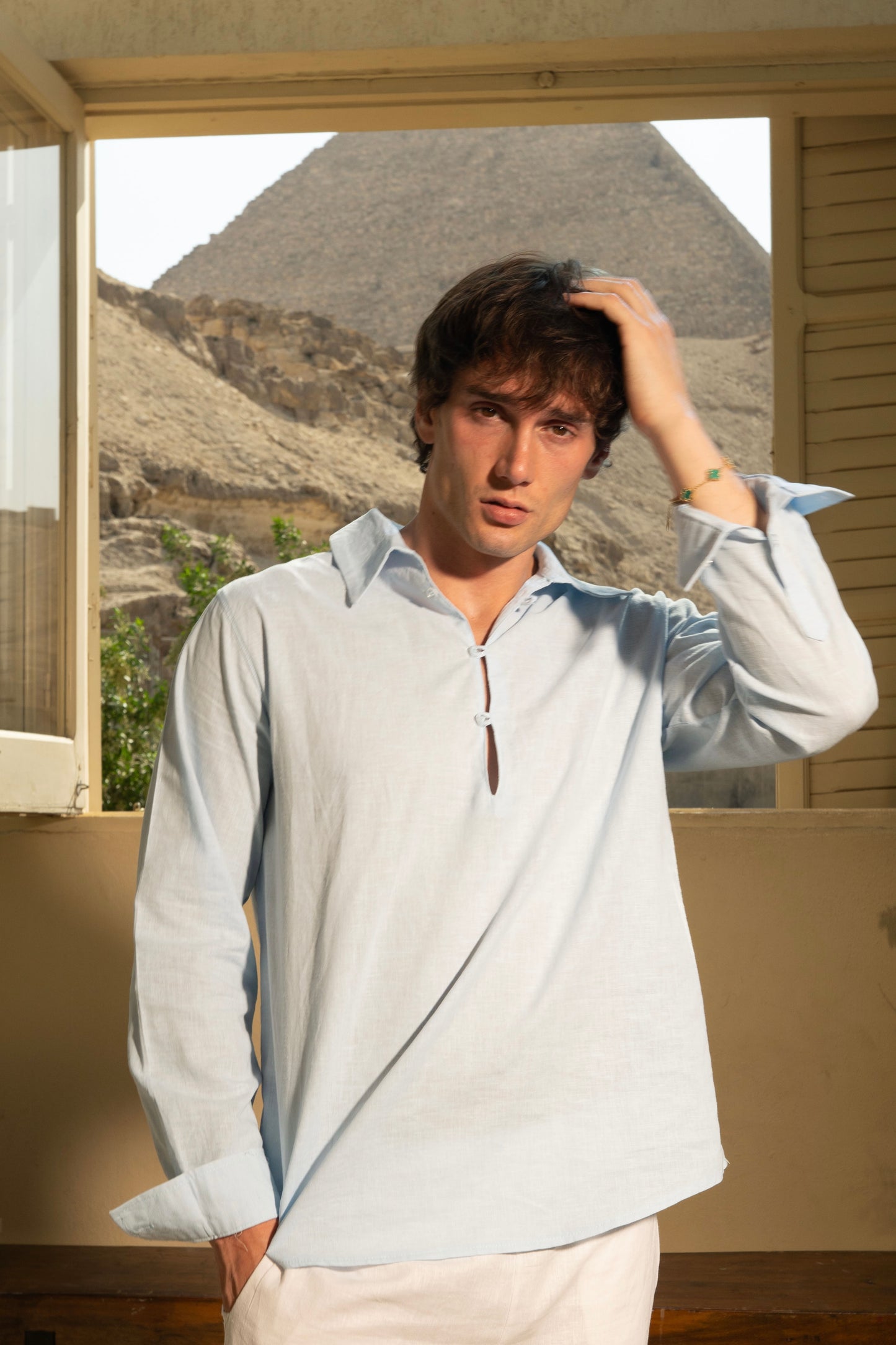 Linen popover shirt