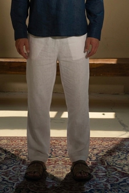 white linen pants