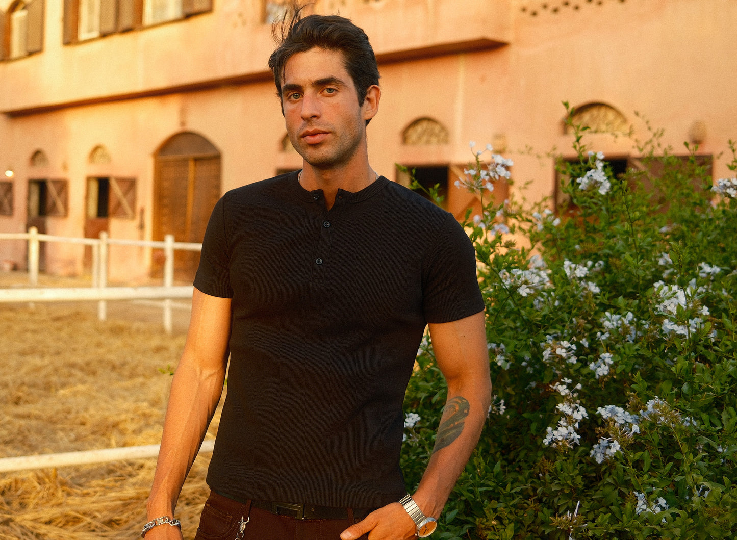 Short Sleeve Henley shirt.