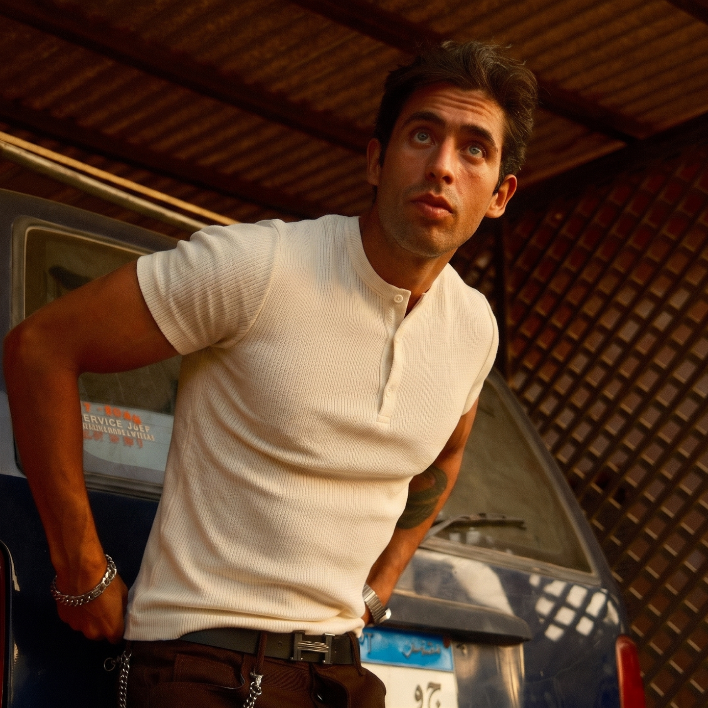 Short Sleeve Henley shirt.